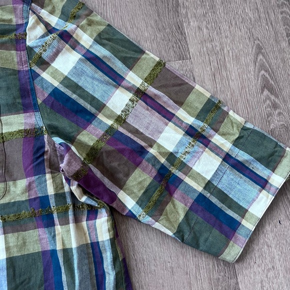 Lemon Grass XL Plaid Multicolor/Purple Zipper Shirt - Picture 3 of 13